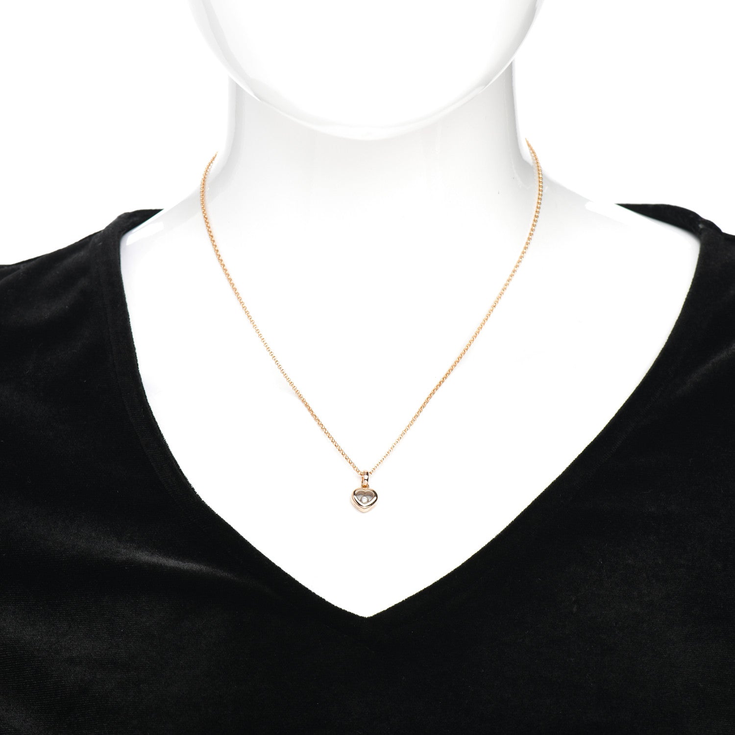 Chopard 18K Yellow Gold Diamond Happy Diamonds Icons Floating Heart Pendant Necklace 2 of 4