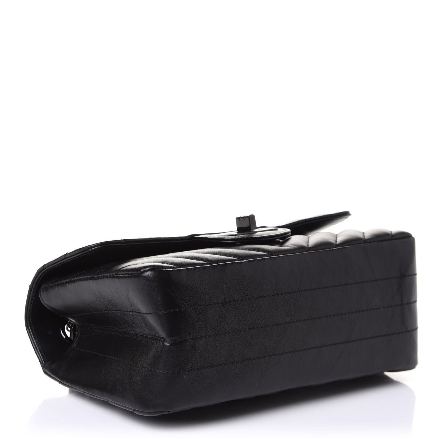 Aged Calfskin Chevron Quilted 2.55 Reissue Mini Flap So Black