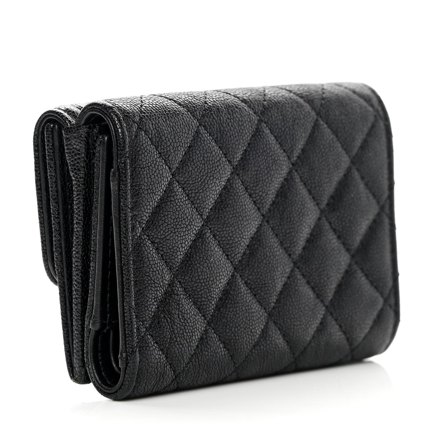 Caviar Quilted Small Boy Flap Wallet Black