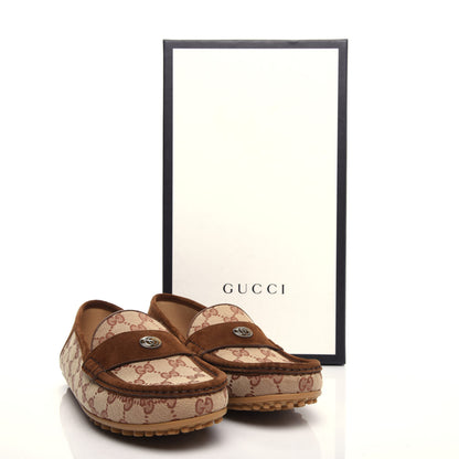 Gucci GG Monogram Suede Mens Driver Loafers 8 Beige Ruggine Cuir 11 of 11