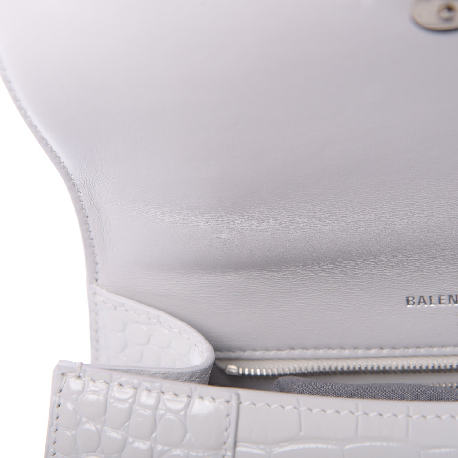 Balenciaga Calfskin Crocodile Embossed Small Hourglass Top Handle Bag White 13 of 13