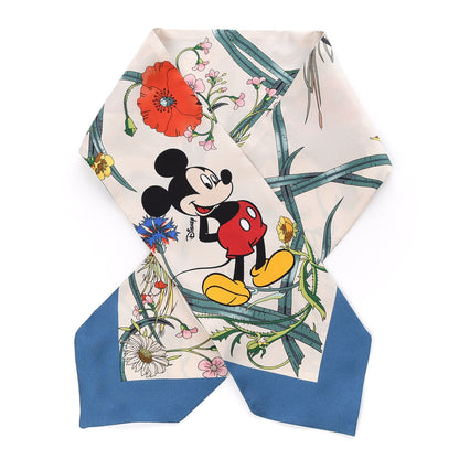 Gucci X DISNEY Silk Twill Mickey Lac Neck Bow Scarf Ivory Blue 1 of 5