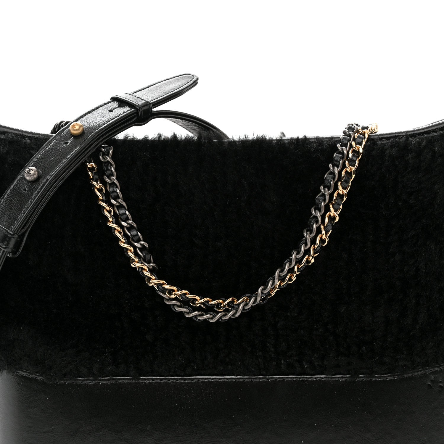 Chanel Shearling Medium Gabrielle Hobo Black 8 of 10