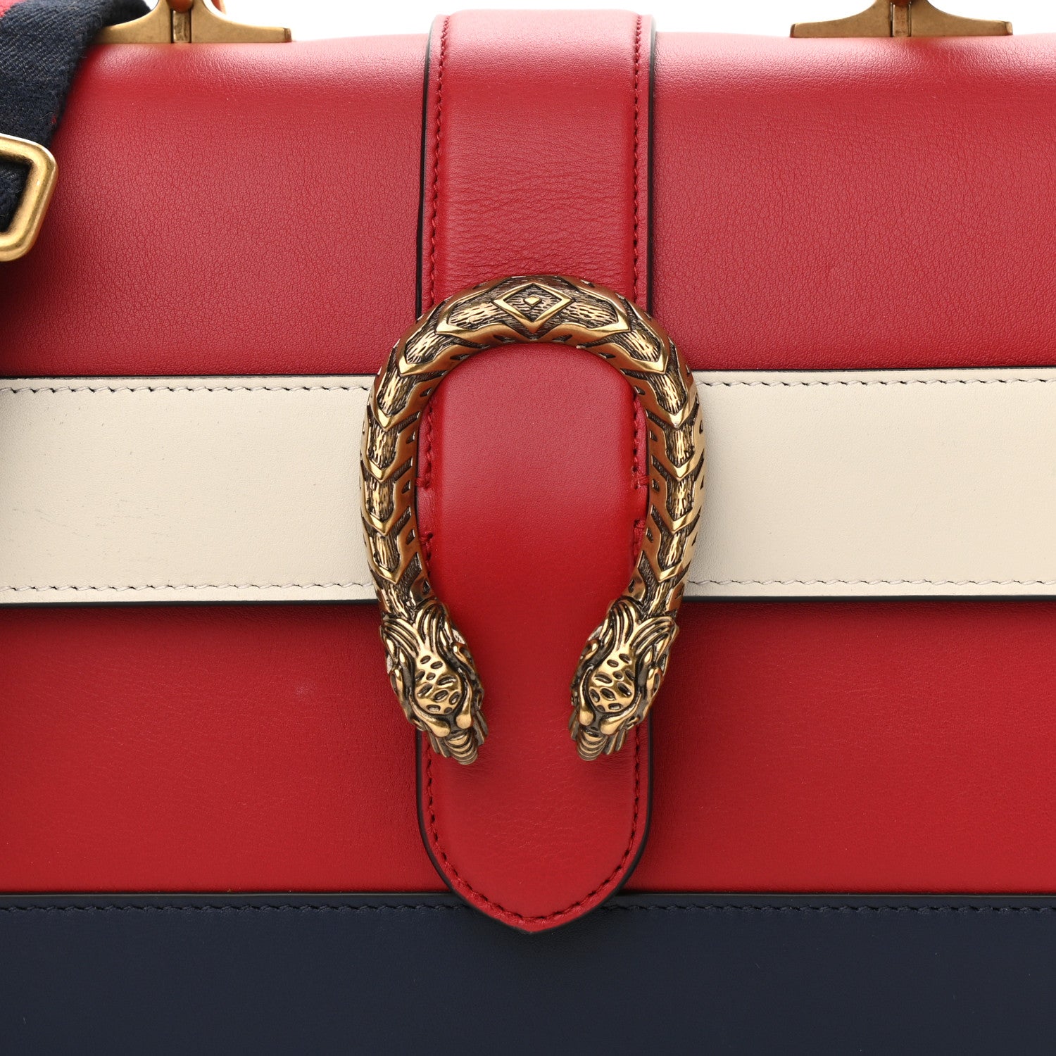 Gucci Calfskin Bamboo Web Medium Dionysus Top Handle Bag Red White Blue 16 of 16