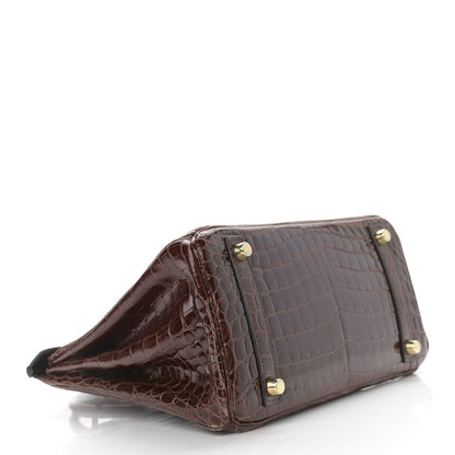 Hermes Shiny Niloticus Crocodile Birkin 25 Miel 5 of 41