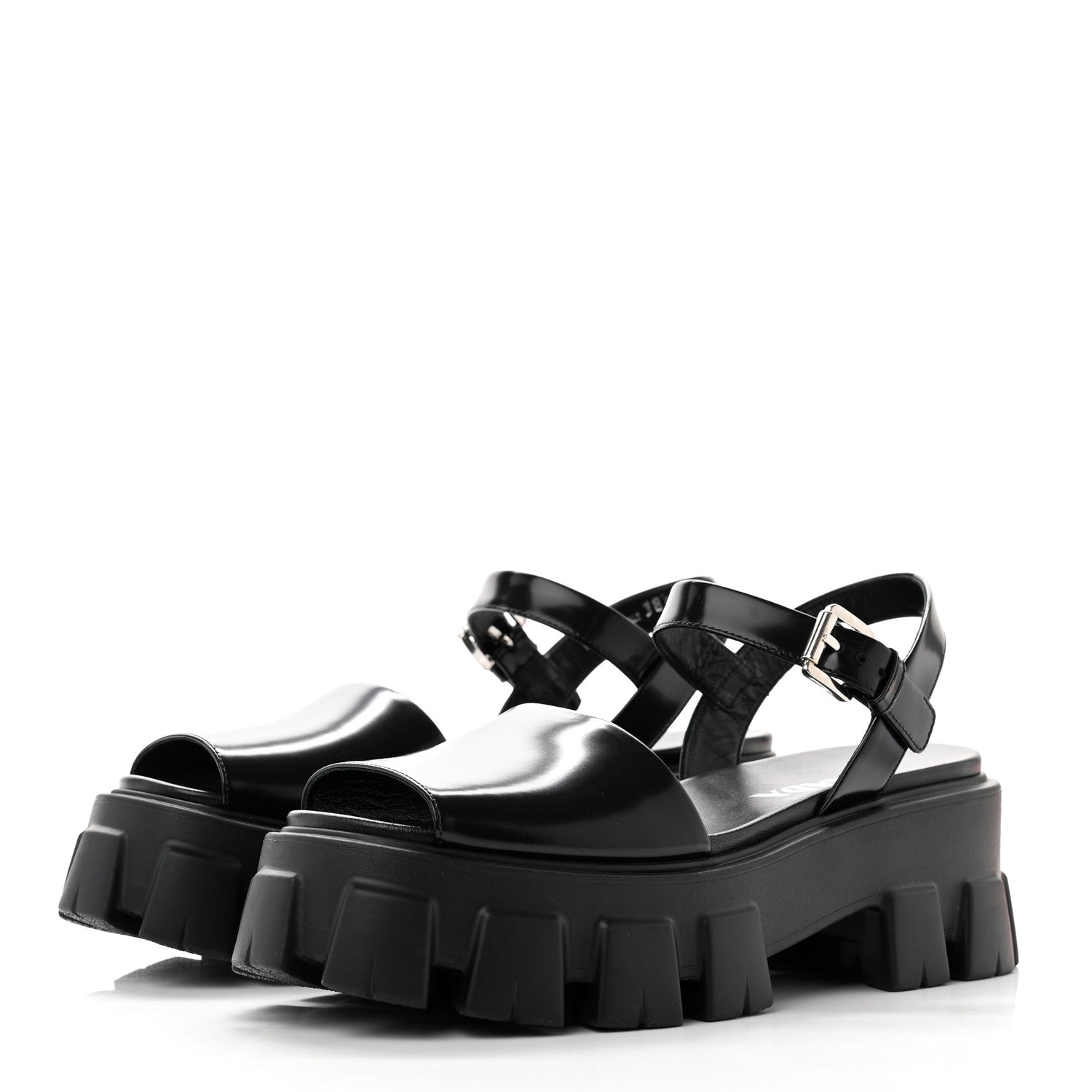 Prada Spazzolato Monolith 55mm Sandals 38.5 Black 3 of 8
