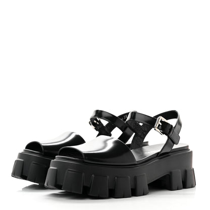 Prada Spazzolato Monolith 55mm Sandals 38.5 Black 3 of 8