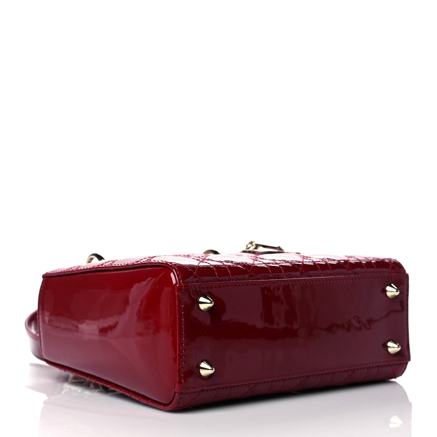 Patent Cannage Small Lady Dior Cherry Red