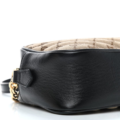 Gucci Monogram Matelasse Diagonal Small GG Marmont Chain Shoulder Bag Beige Black 8 of 9