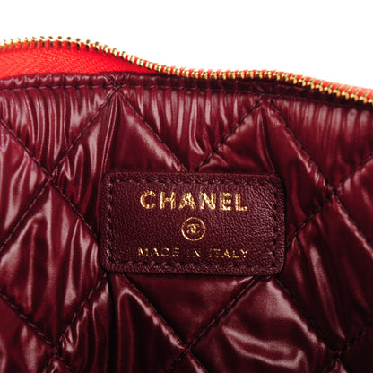 Chanel Iridescent Sheepskin Quilted Medium Vintage Mademoiselle Cosmetic Case Red 6 of 7
