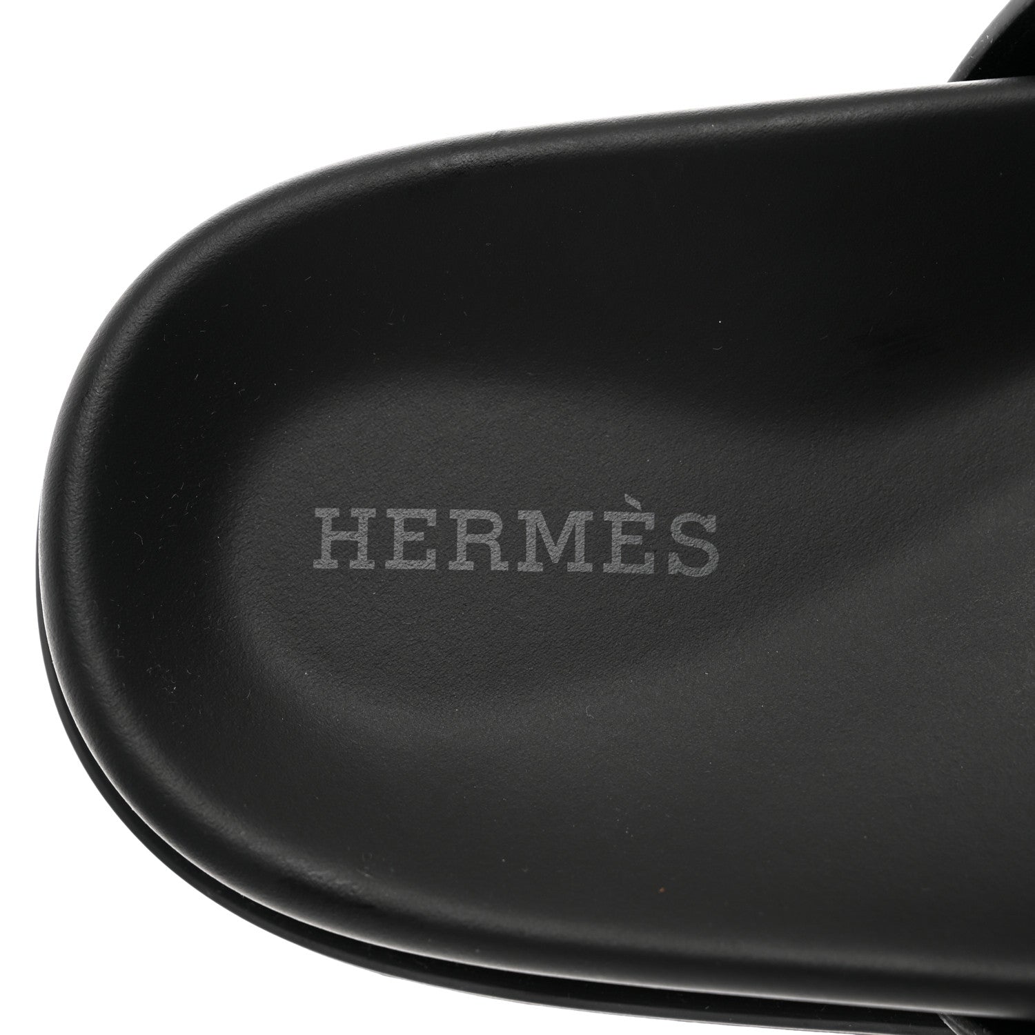 Hermes Calfskin Womens Chypre Sandals 38.5 Black 7 of 9