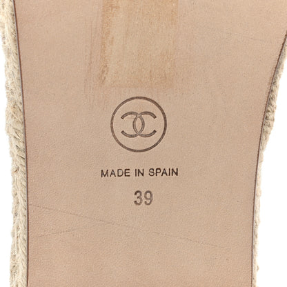 Chanel Lambskin Quilted CC Espadrille Slip On Sandals 39 Red 8 of 10