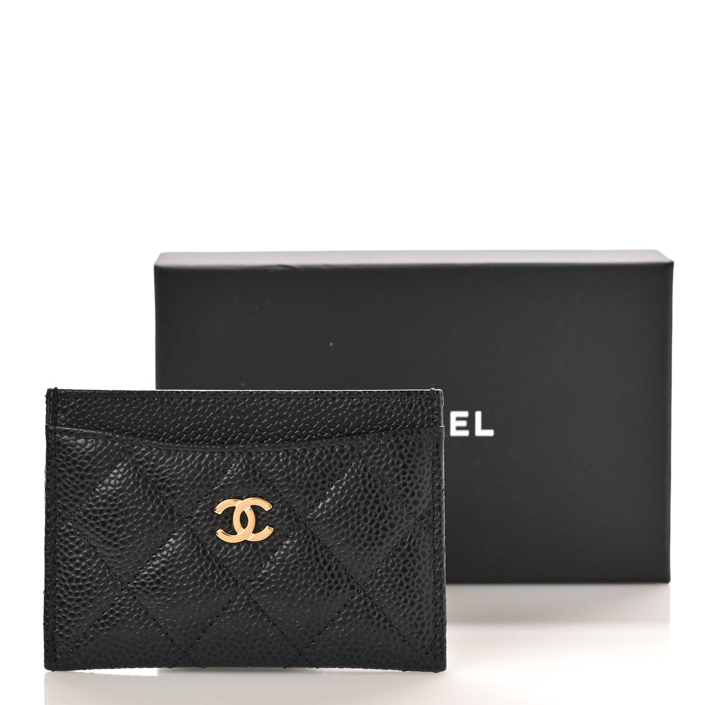 Caviar Quilted Card Holder Black