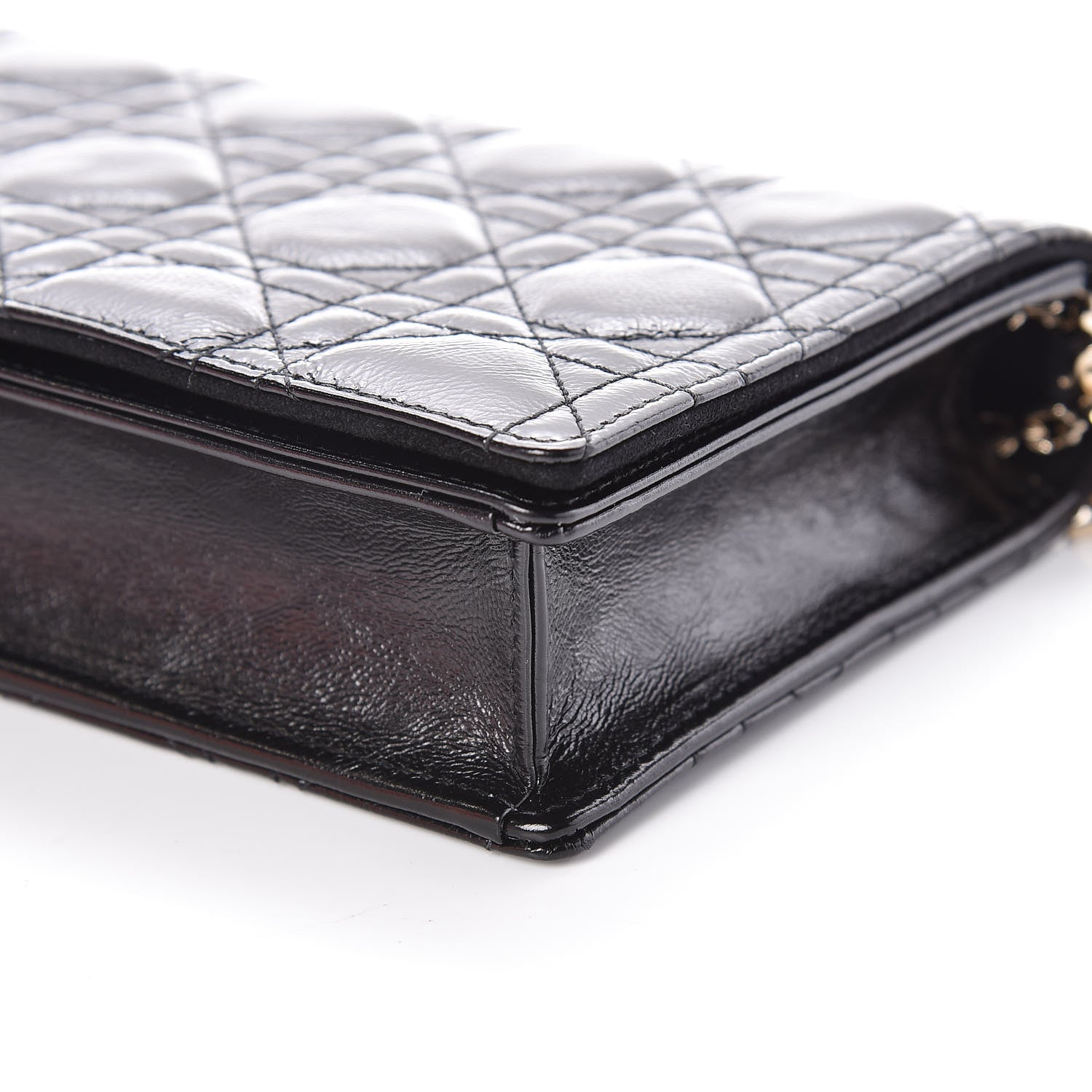 Christian Dior Crinkled Patent Cannage Lady Dior Clutch Black 6 of 10