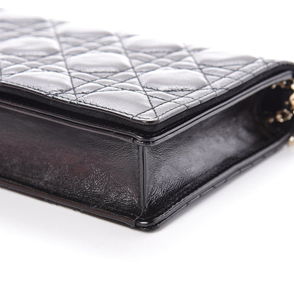 Christian Dior Crinkled Patent Cannage Lady Dior Clutch Black 6 of 10