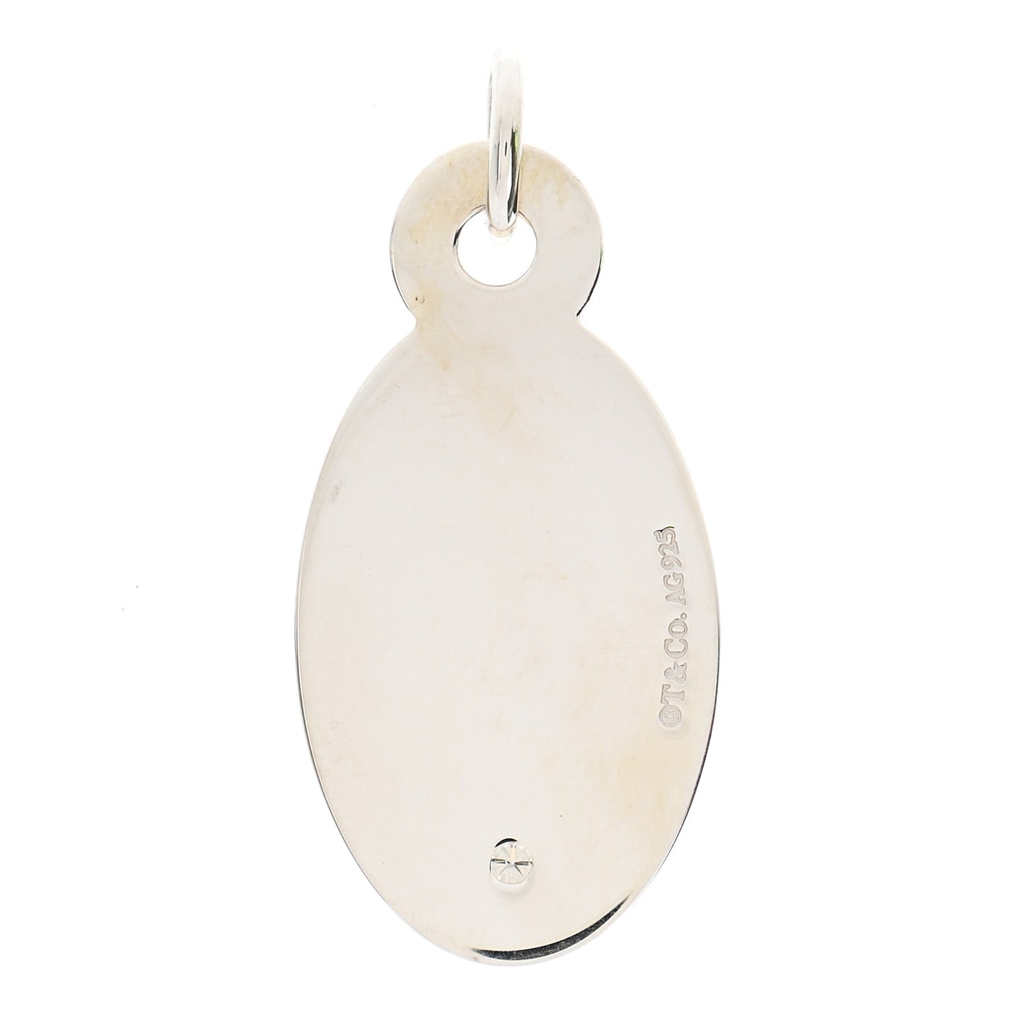 Sterling Silver Diamond Valuable Oval Tag Charm