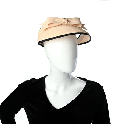 Chanel Straw Grosgrain Visor L Beige Black 2 of 9