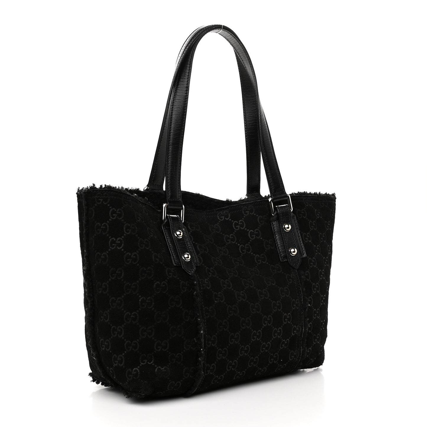 Monogram Suede Shearling Medium Jolicoeur Tote Black