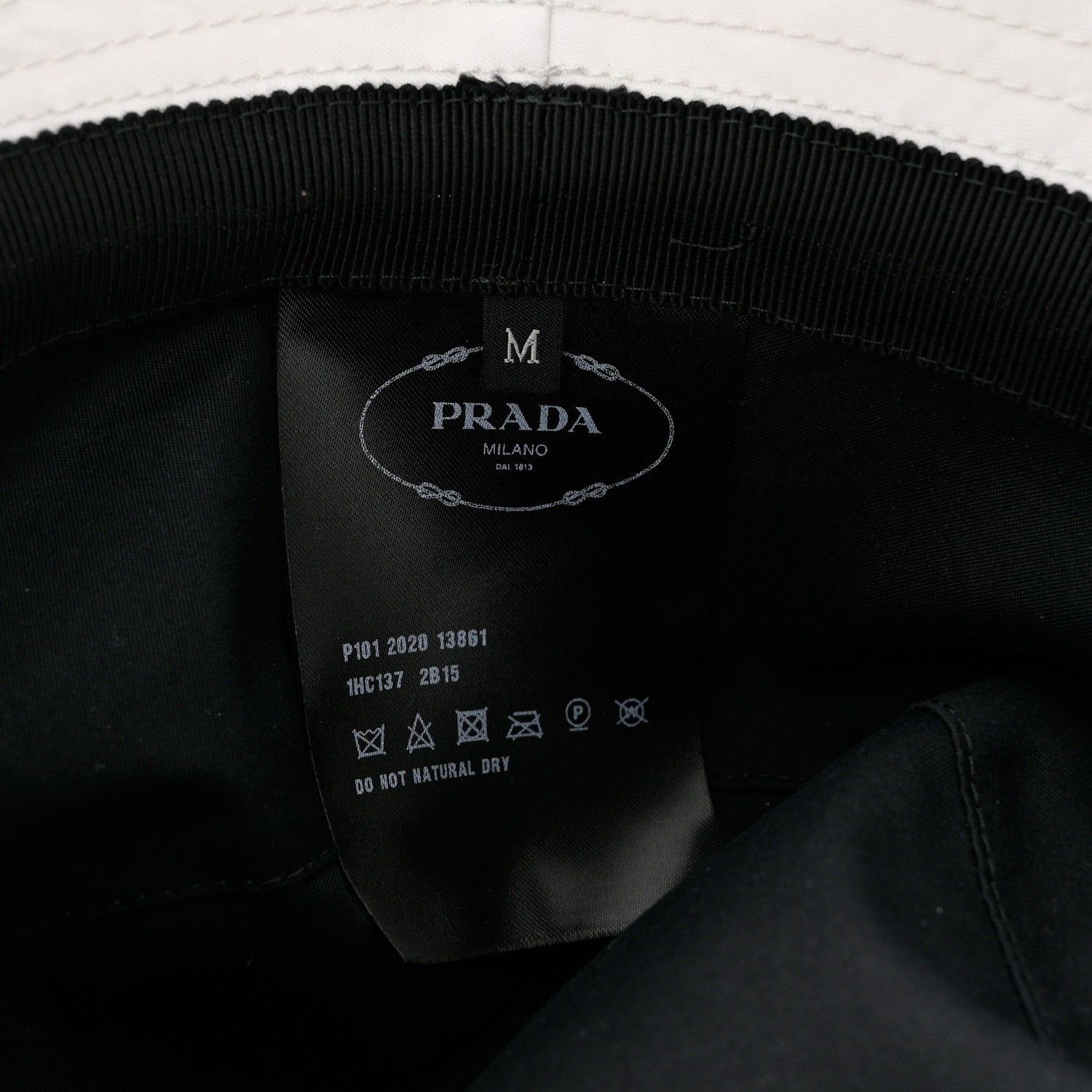 Prada Tessuto Nylon Metal Triangle Logo Womens Bucket Hat M White 8 of 8