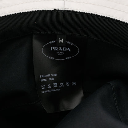Prada Tessuto Nylon Metal Triangle Logo Womens Bucket Hat M White 8 of 8