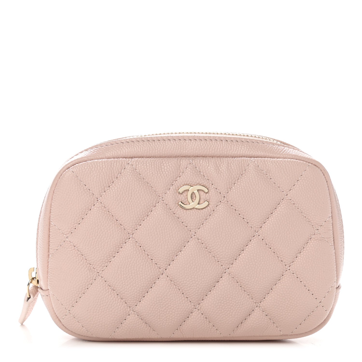 Chanel Caviar Quilted Small Curvy Pouch Cosmetic Case Light Pink 1 of 10
