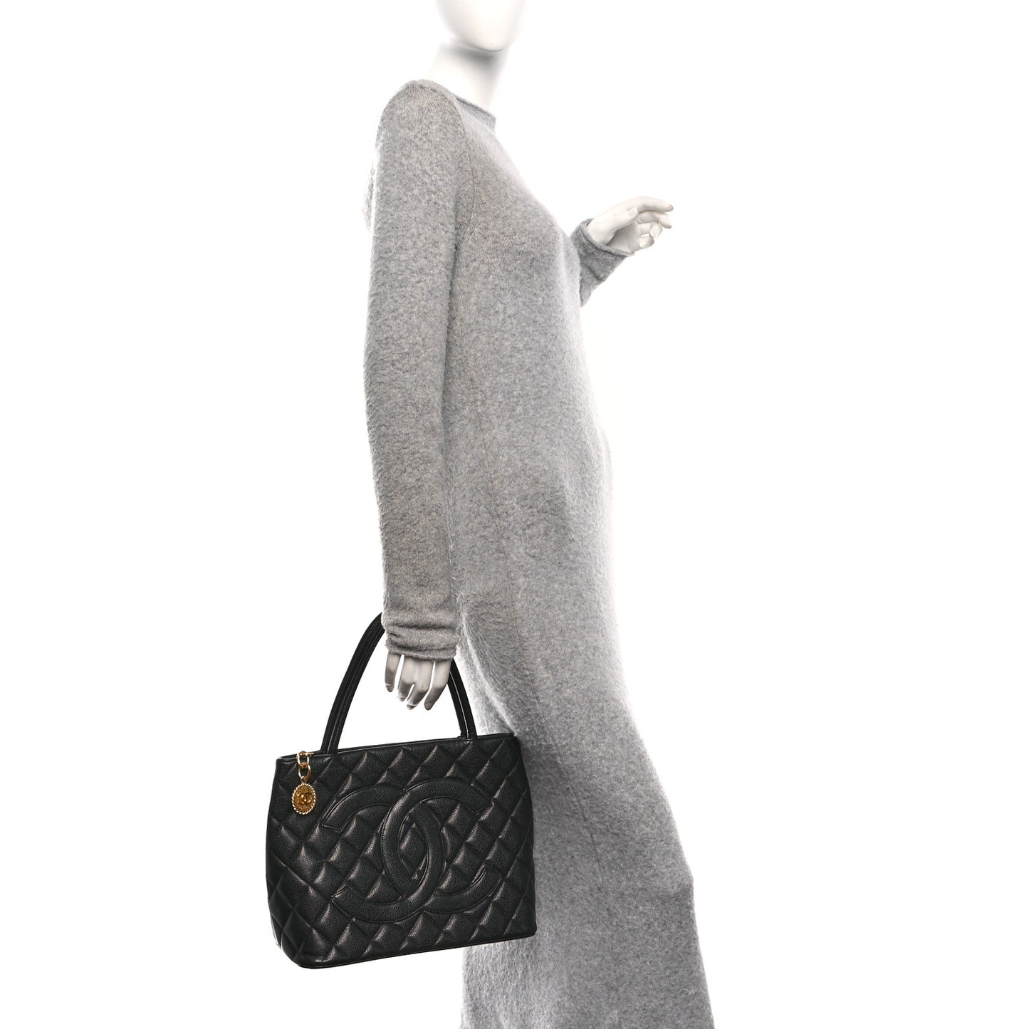 Caviar Quilted Medallion Tote Black