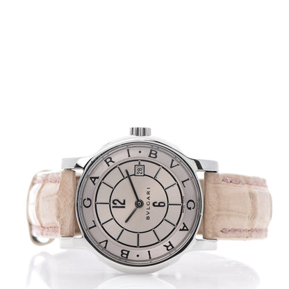 Bulgari Stainless Steel Alligator 29mm Solotempo Quartz Watch Pink 3 of 5