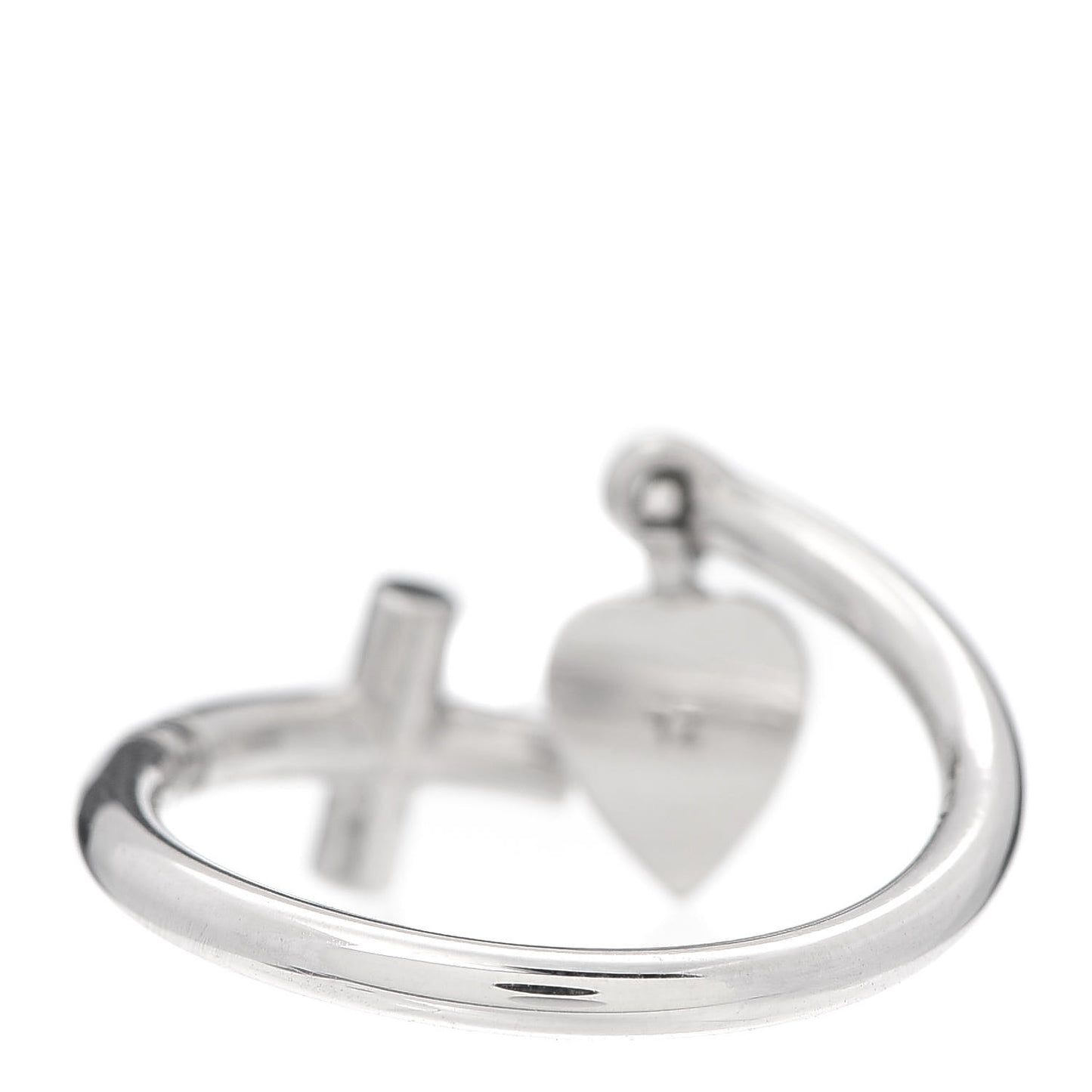 18K White Gold Cross and Heart Ring 50 5.5