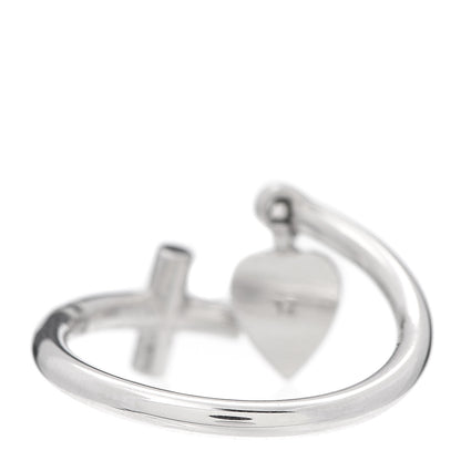 Gucci 18K White Gold Cross and Heart Ring 50 5.5 3 of 5