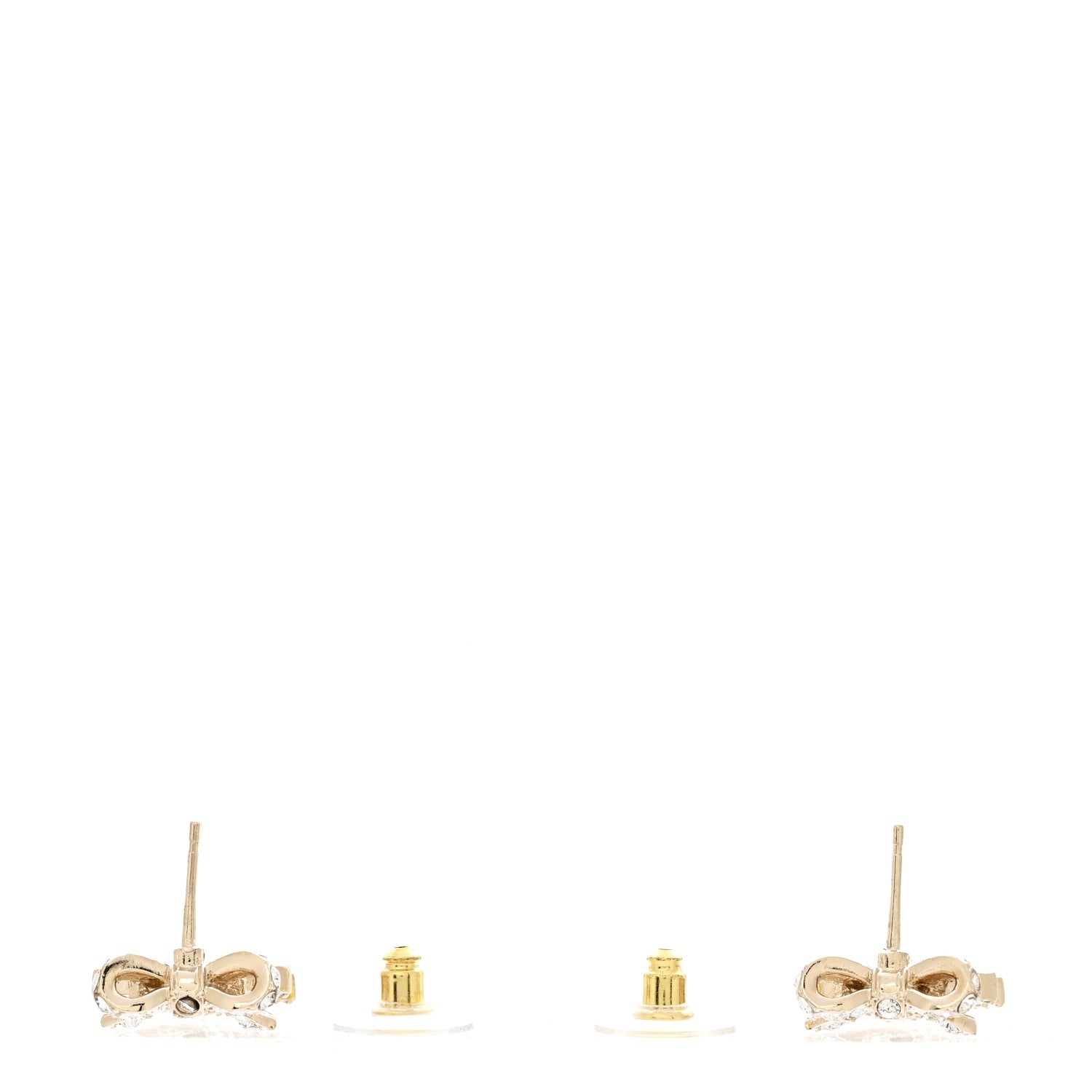 Chanel Crystal CC Bow Dangle Earrings Gold 3 of 5