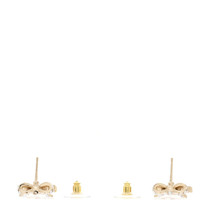 Chanel Crystal CC Bow Dangle Earrings Gold 3 of 5