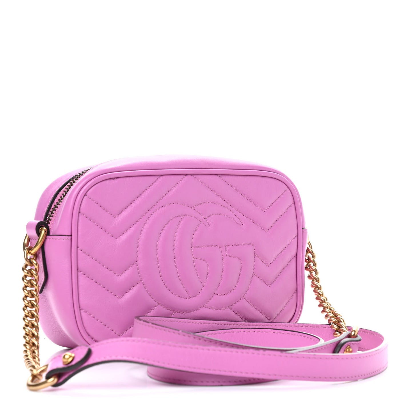 Calfskin Matelasse Mini GG Marmont Chain Shoulder Bag Candy Mousse