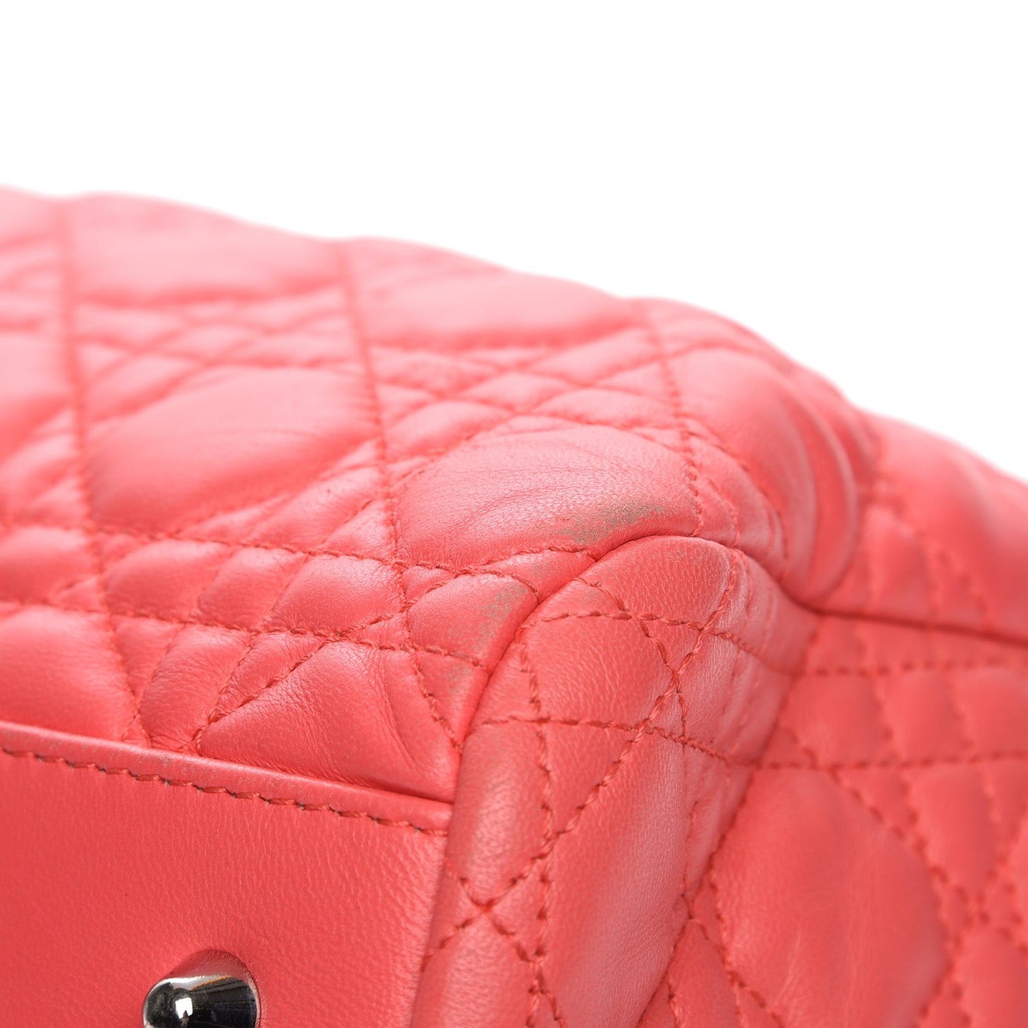 Lambskin Cannage Large Dior Soft Shopping Tote Coral