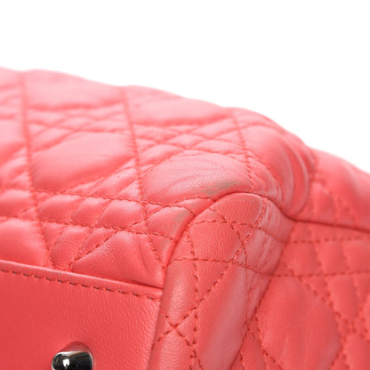 Christian Dior Lambskin Cannage Large Dior Soft Shopping Tote Coral 9 of 13