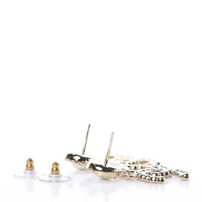 Chanel Crystal Pearl Bow-tiful CC Drop Earrings Gold 3 of 4