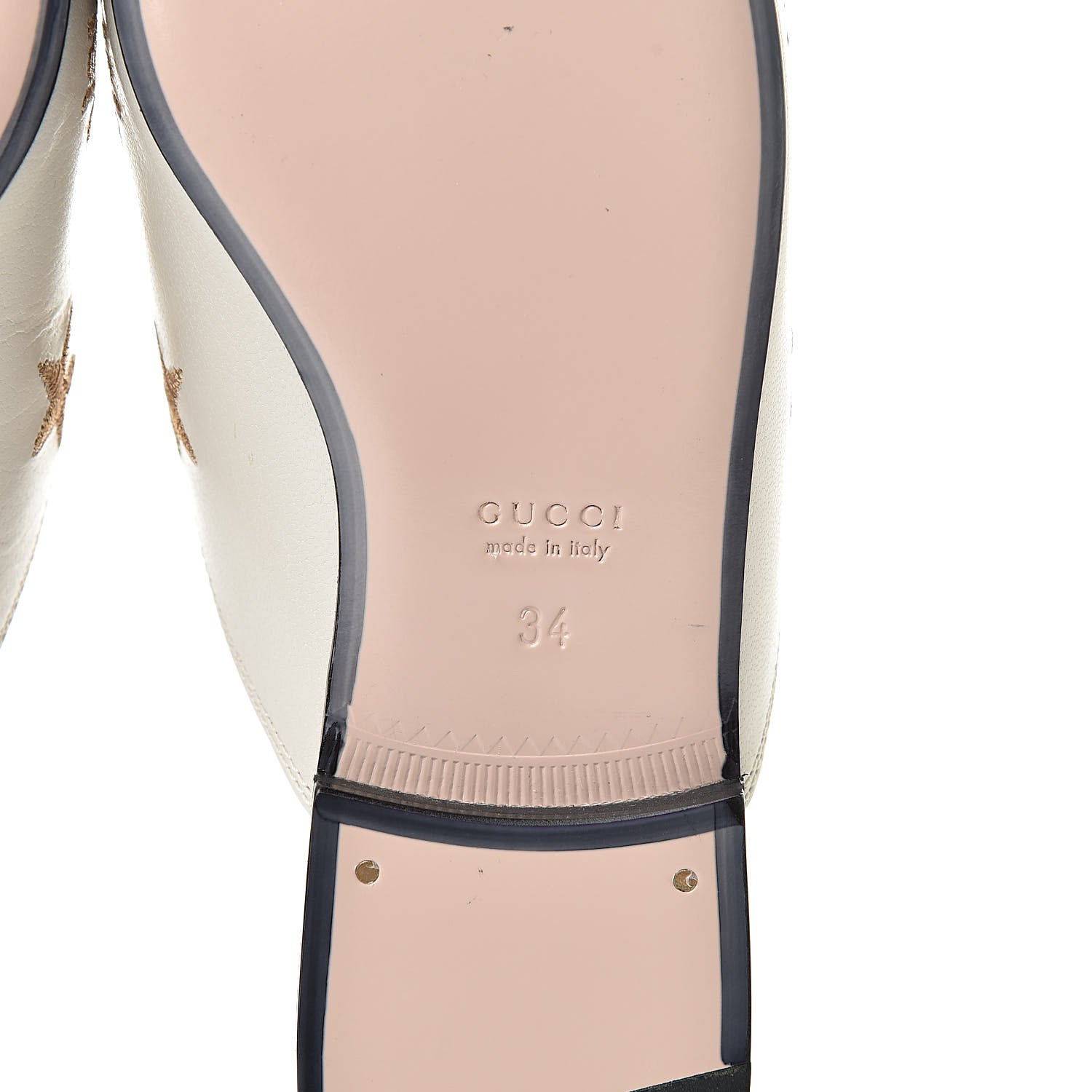 Gucci Goatskin Bee Star Embroidered Womens Princetown Slippers 34 Mystic White 6 of 10