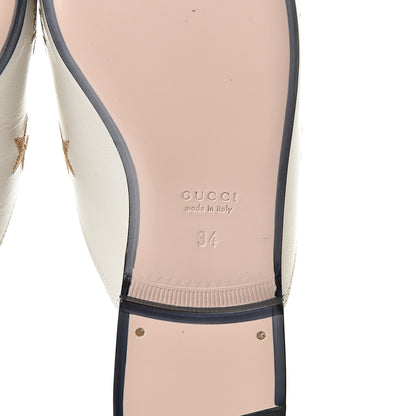 Gucci Goatskin Bee Star Embroidered Womens Princetown Slippers 34 Mystic White 6 of 10