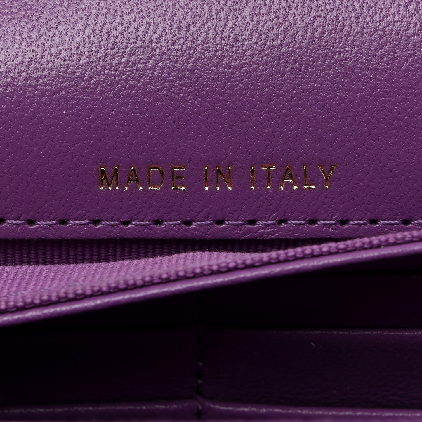 Lambskin Quilted Large Flap Wallet Purple