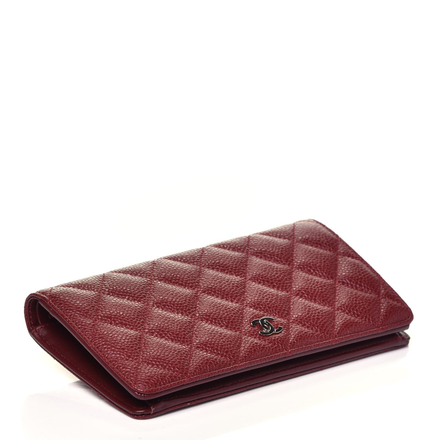 Caviar Quilted Yen Wallet Dark Red