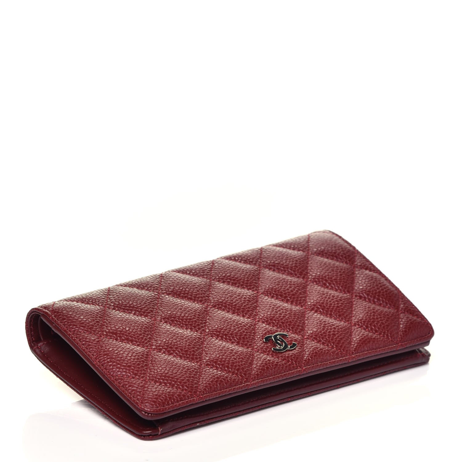 Chanel Caviar Quilted Yen Wallet Dark Red 4 of 7