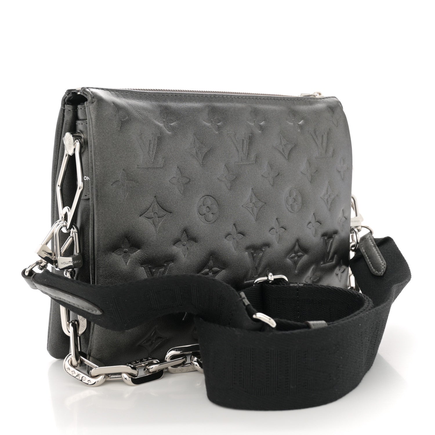 Louis Vuitton Lambskin Embossed Monogram Coussin PM Anthracite 3 of 10