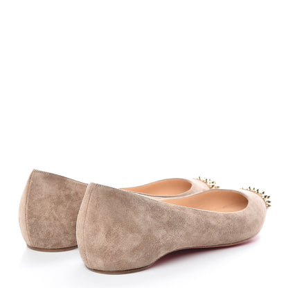 Christian Louboutin Veau Velours Patent Geo Flats 38 Taupe 4 of 7