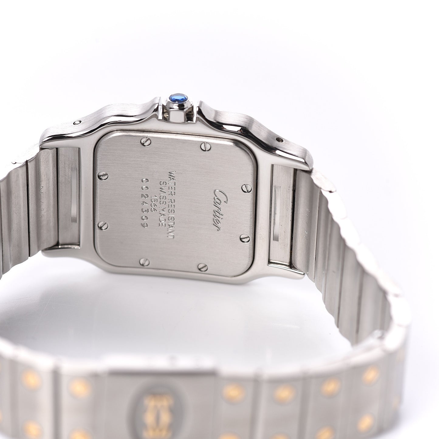 Stainless Steel 18K Yellow Gold 29mm Santos De Cartier Galbee Quartz Watch Silver