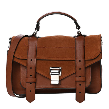 Proenza Schouler Calfskin Suede Tiny PS1 Satchel Chocolate 1 of 18