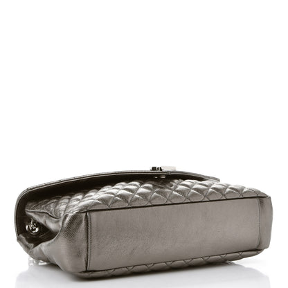 Saint Laurent Metallic   Metallic Calfskin Mixed Matelasse Triquilt Large Monogram Envelope Satchel Graphite 5 of 9