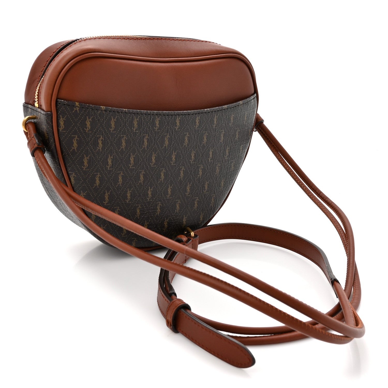 Saint Laurent Canvas Smooth Calfskin Le Monogramme Coeur Crossbody Chestnut 3 of 10