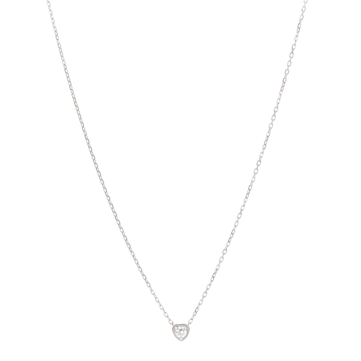 18K White Gold Diamond D'Amour Heart Pendant Necklace