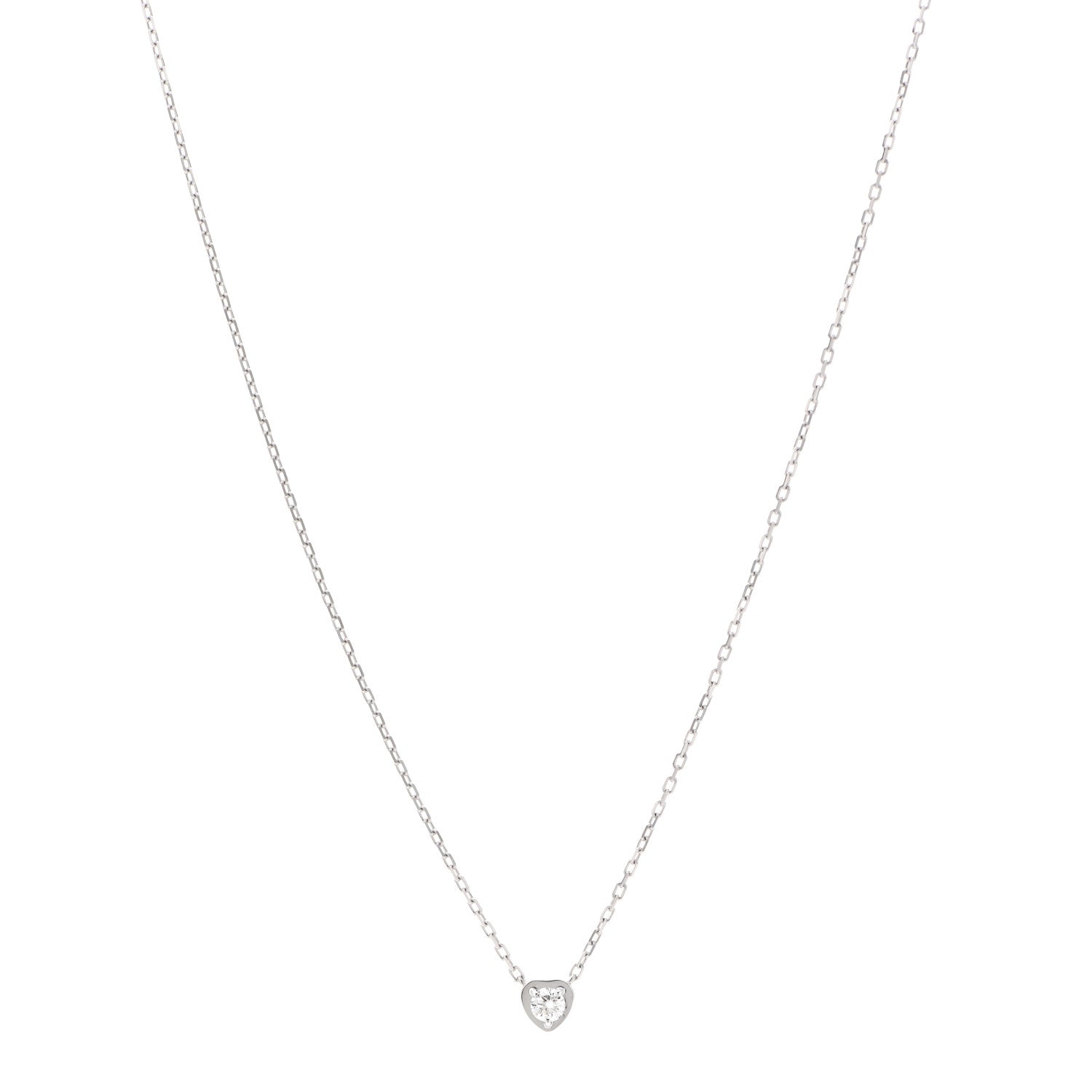 Cartier 18K White Gold Diamond D'Amour Heart Pendant Necklace 1 of 5
