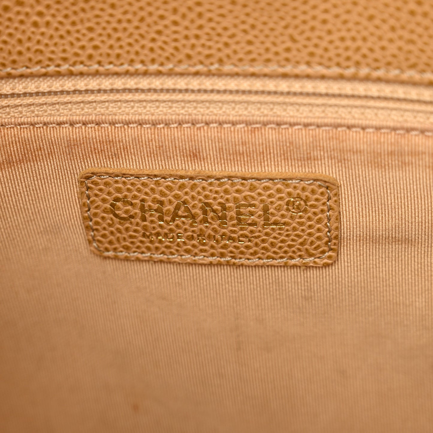 Caviar Quilted Petit Shopping Tote PST Dark Beige
