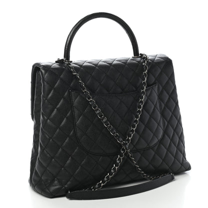 Chanel Caviar Lizard Quilted Large Coco Handle Flap Black 2 of 9
